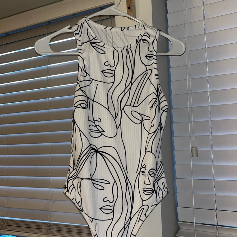 White & Black Face Bodysuit